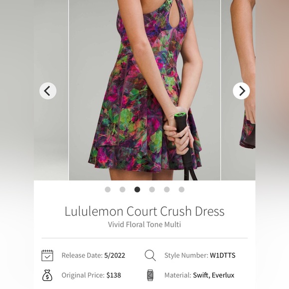 NWT Lululemon Court Crush Dress Vivid Floral Tone Multi Size 4 short under - Picture 12 of 13